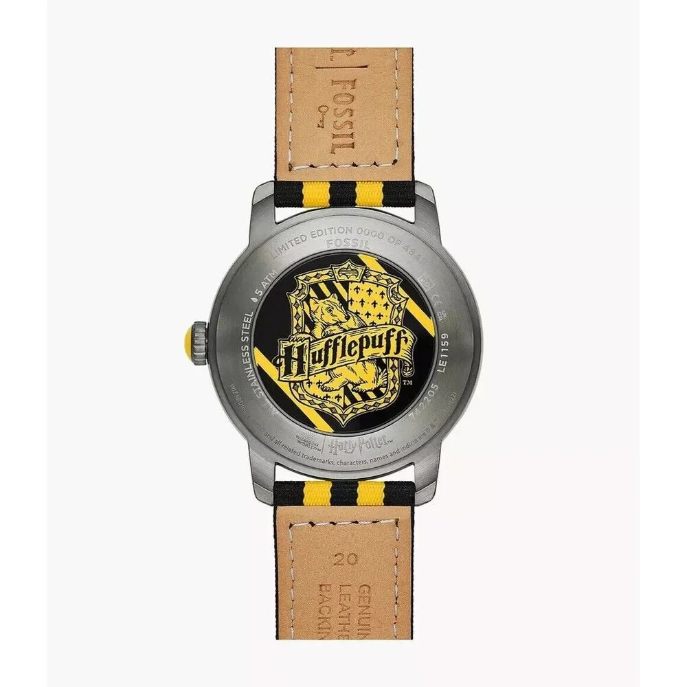 FOSSIL Harry Potter 3-Hand Hufflepuff Ltd Ed Nylon Watch Collectible #1436 NWT